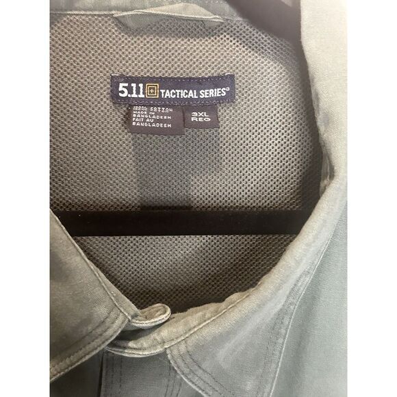 5.11 Tactical Shirt Long Sleeve 3XL Reg Military Green Button Up Style Pockets - Picture 6 of 14